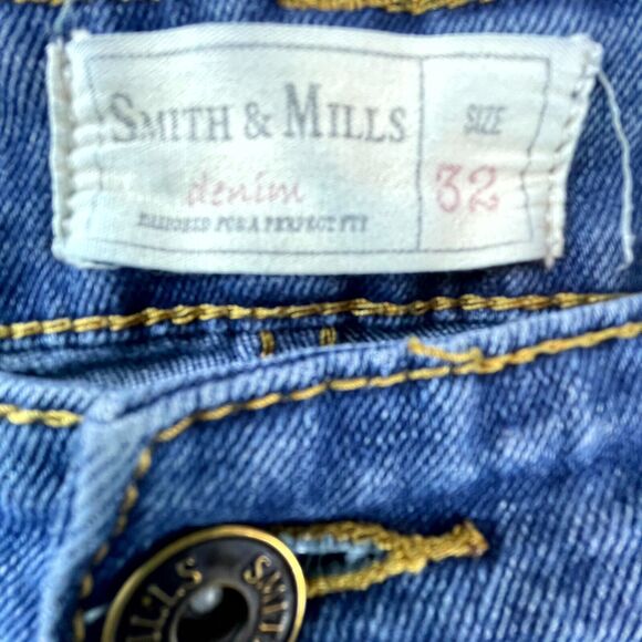 Smith & Mills Jeans Men 32 Blue Denim 5 Pockets Straight Stretch Workwear - Picture 3 of 12